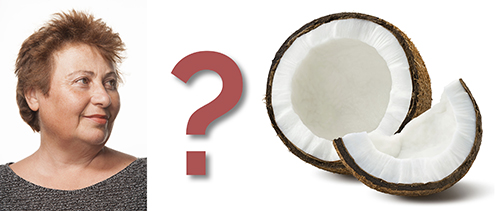 woman question mark coconut half