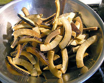 Cocos fries golden brown. coconut fries
